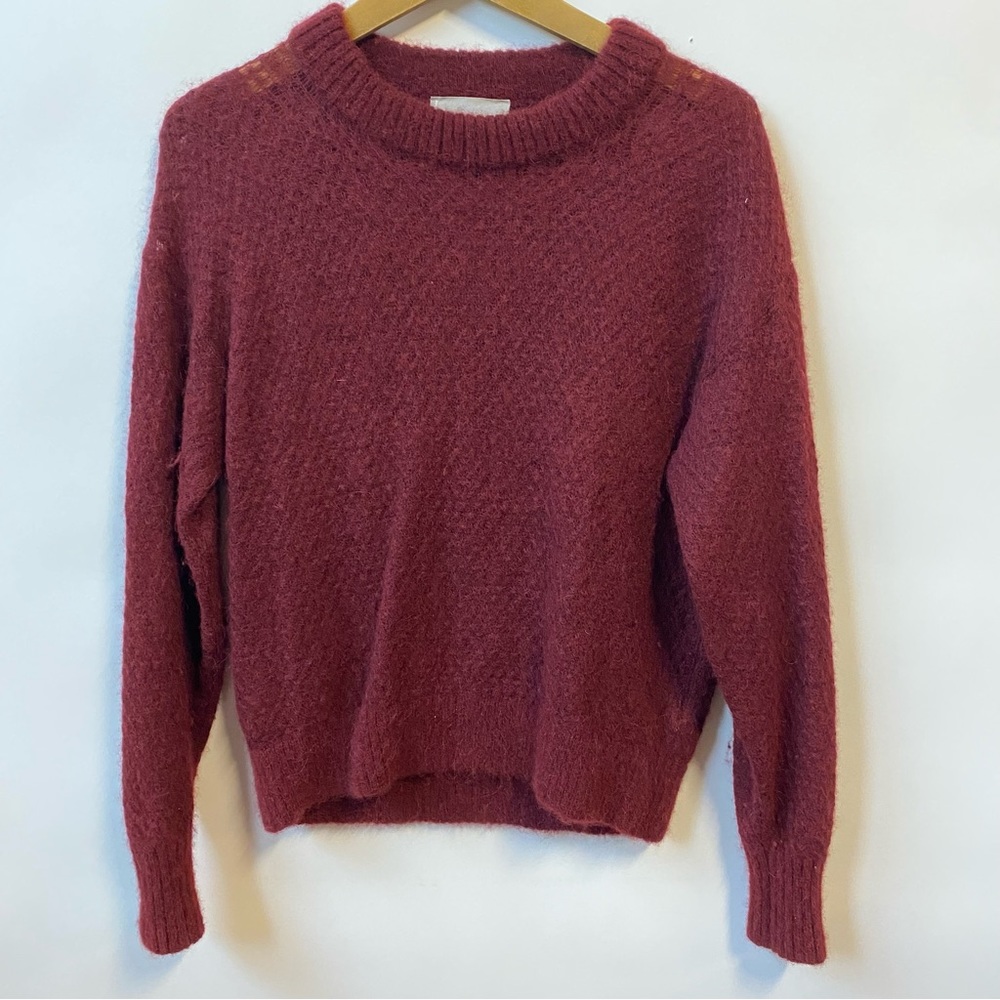 Everlane The Alpaca Crew Sweater Cozy Crewneck Wool Burgundy Women's Small